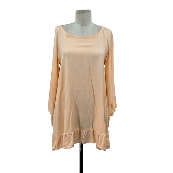 Sundress Indiana Dress Tunic Beach‎ Tasseled Beaded Peach Neon Pink Size XS - Picture 3 of 13